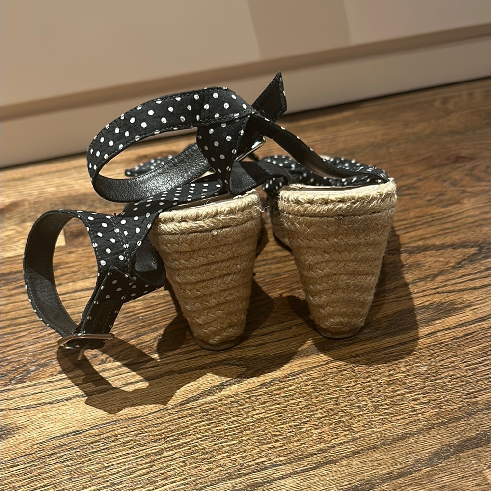 Designer Polka Dot Espadrille Sandals - Black - Picture 3 of 4